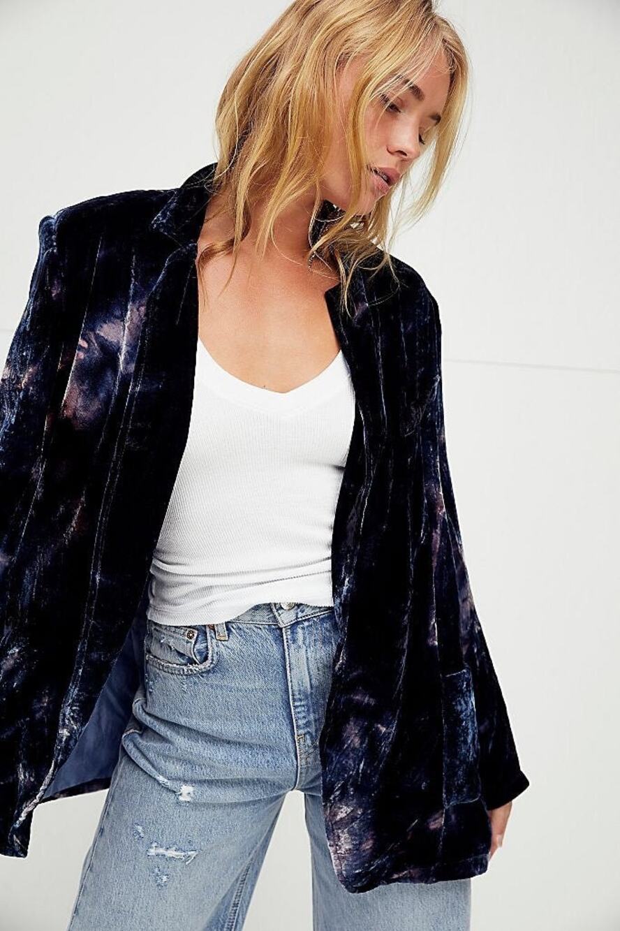 New FREE PEOPLE Space Velvet Blazer RIVERSIDE TOOL AND DYE $500 Size X-Small
